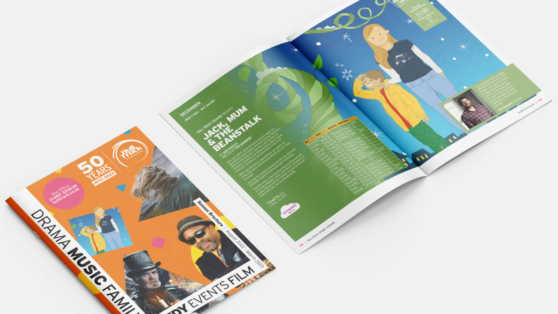 Hull Truck season brochure focusing on the cover and the Jack, mum and the beanstalk spread