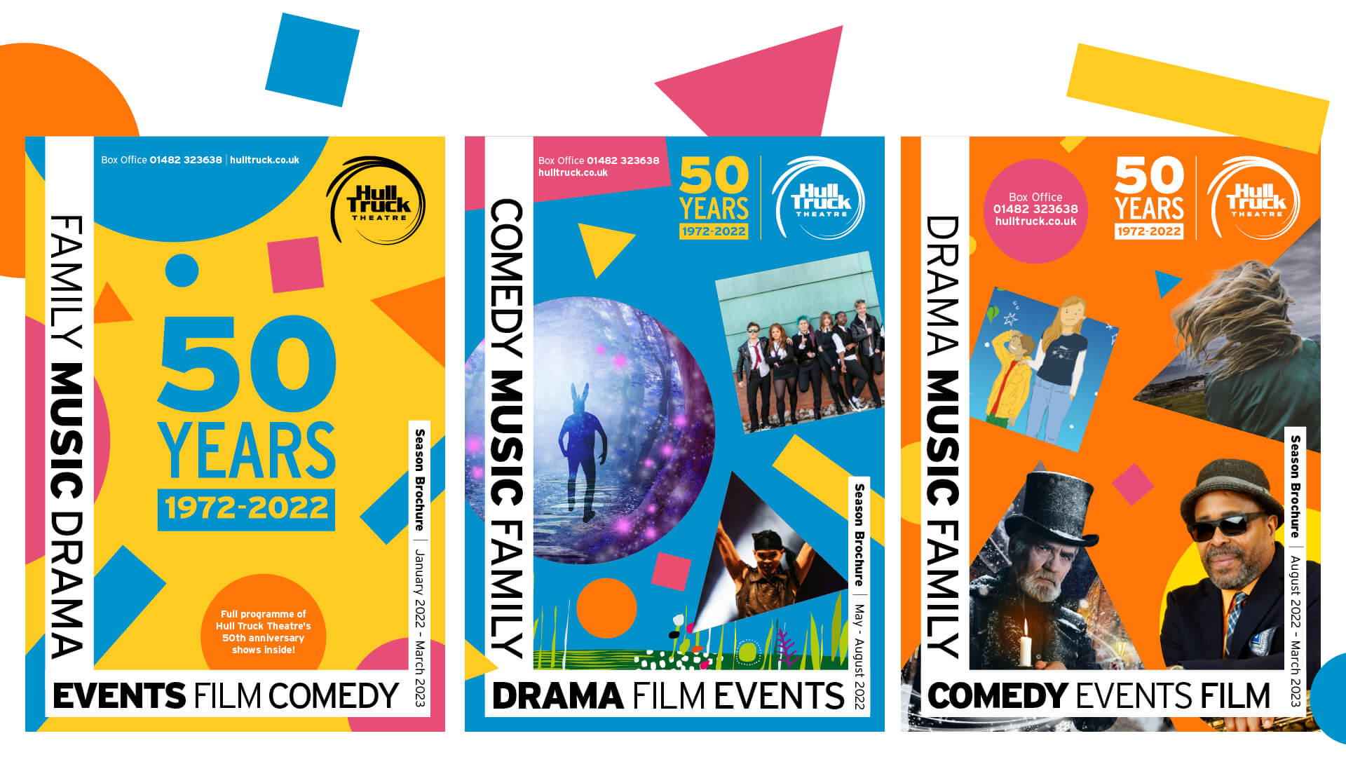 Series of season brochure covers created for the 50 year anniversary