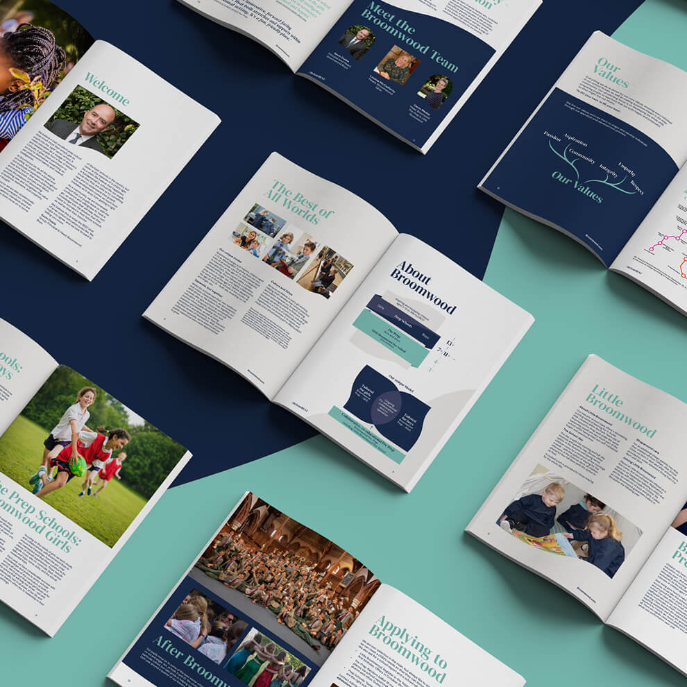 Printed brand prospectus materials from a past project