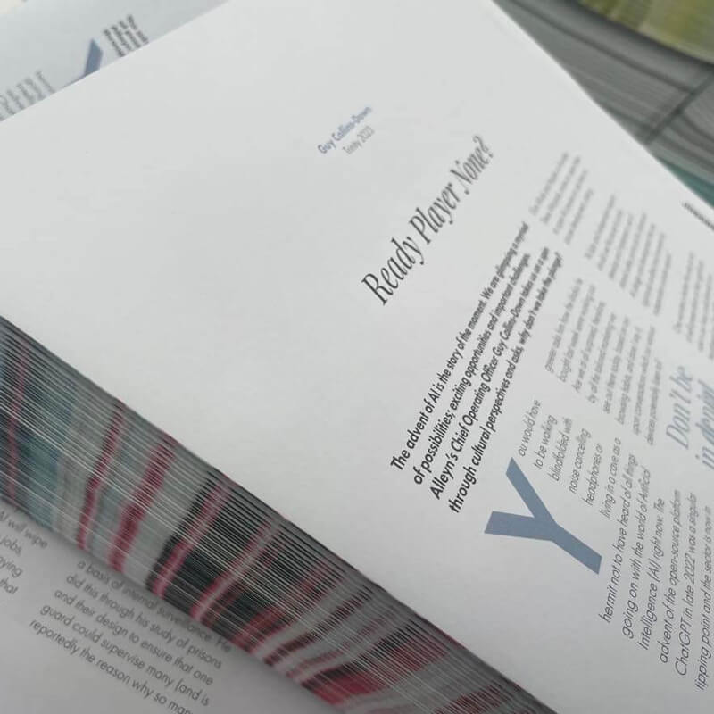 Printed pages of a magazine