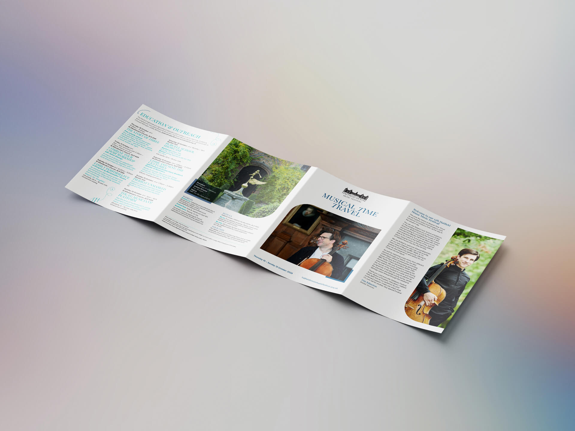 Fold out view of the Hatfield House mini brochure