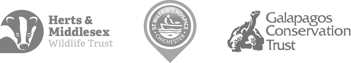 Client logos of HMWT, St Wilfs Hospice and Galapagos Trust