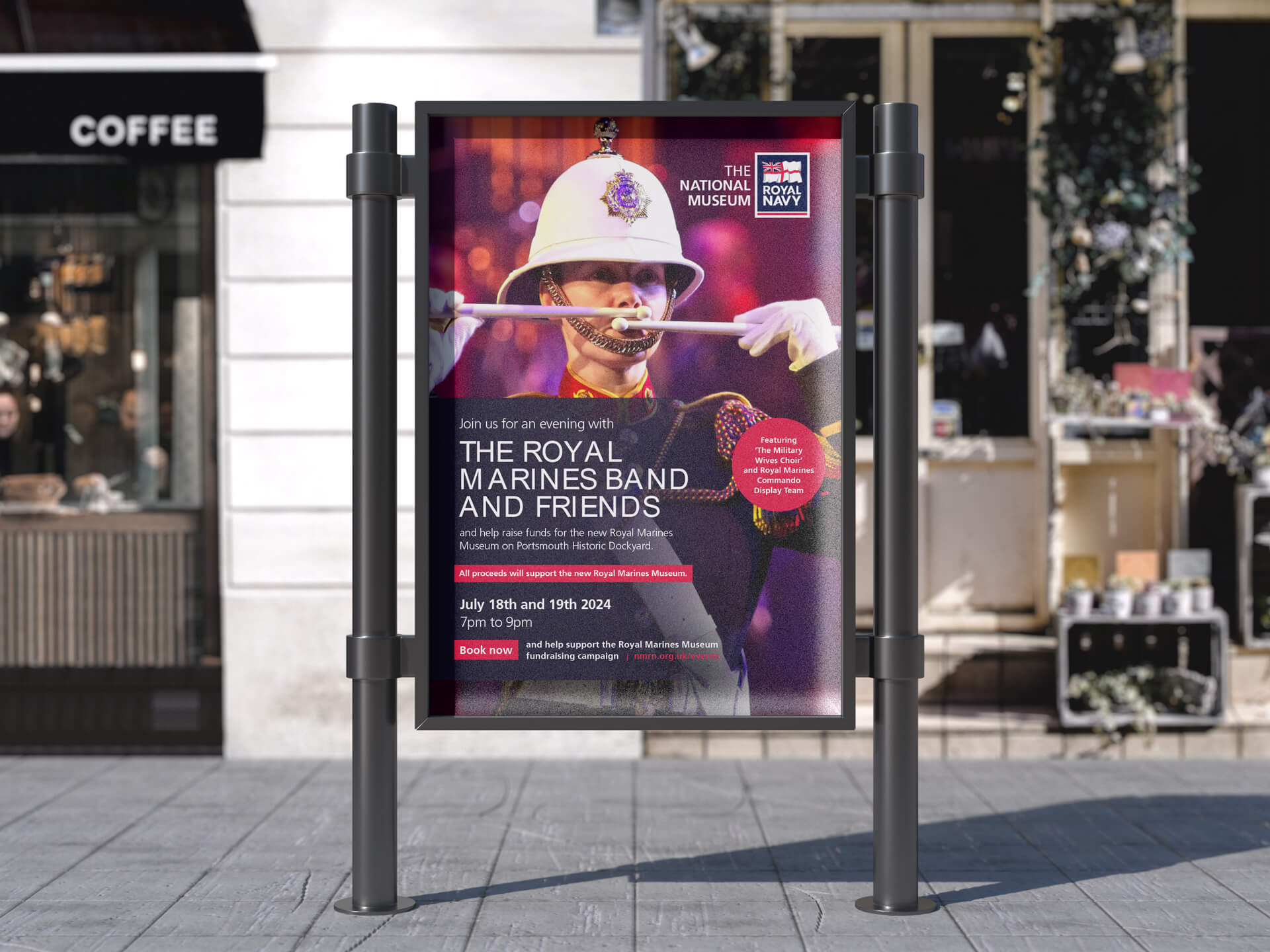 The Royal Marines band and friends poster in high street