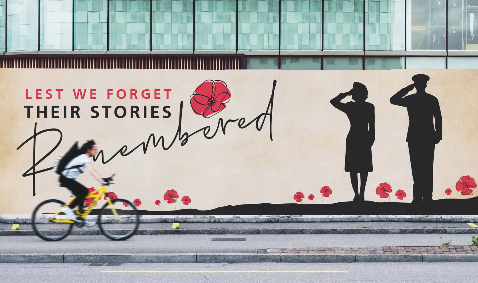 Remembrance banner along street