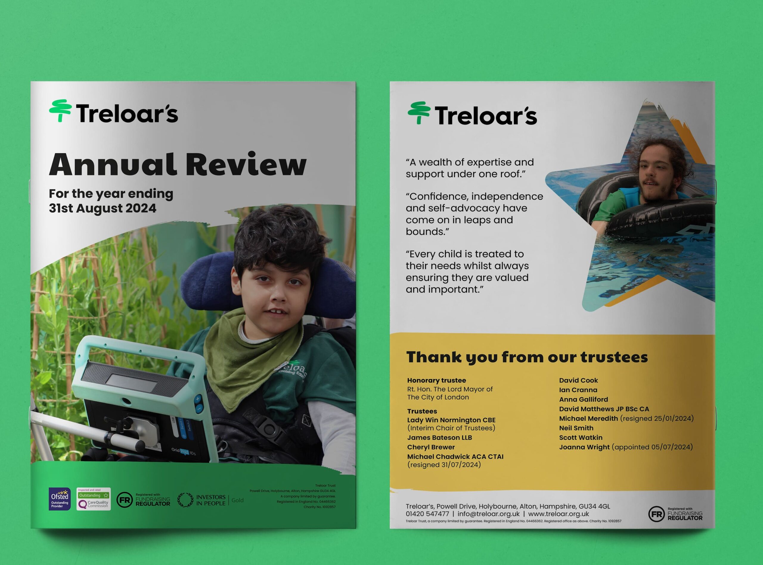 Close up of the Treloar's Annual review