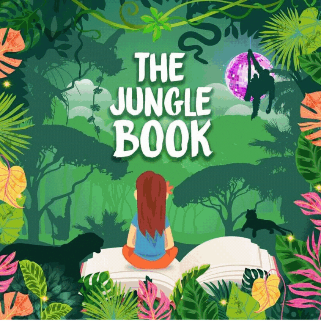 A gif animation showing 3 different creative directions we suggested when going through the ideation process for Wiltshire Creative's jungle book show.