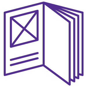 Icon representing digital brochures, part of TGDH's digital design services
