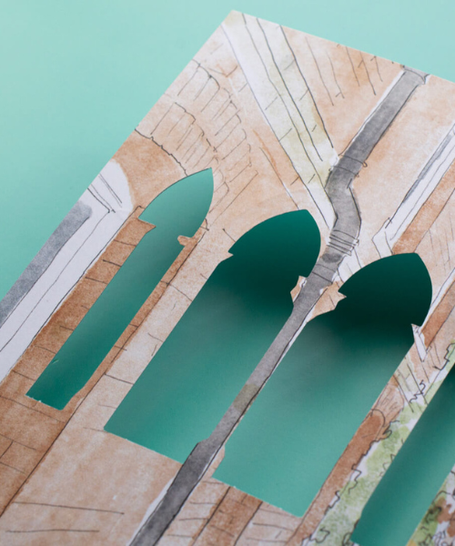 St Anne's College, Homes for the future campaign showing the cut out design for the major donor brochure cover