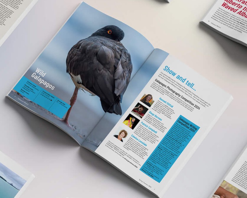 A close up of the Galapagos Matters double page spread