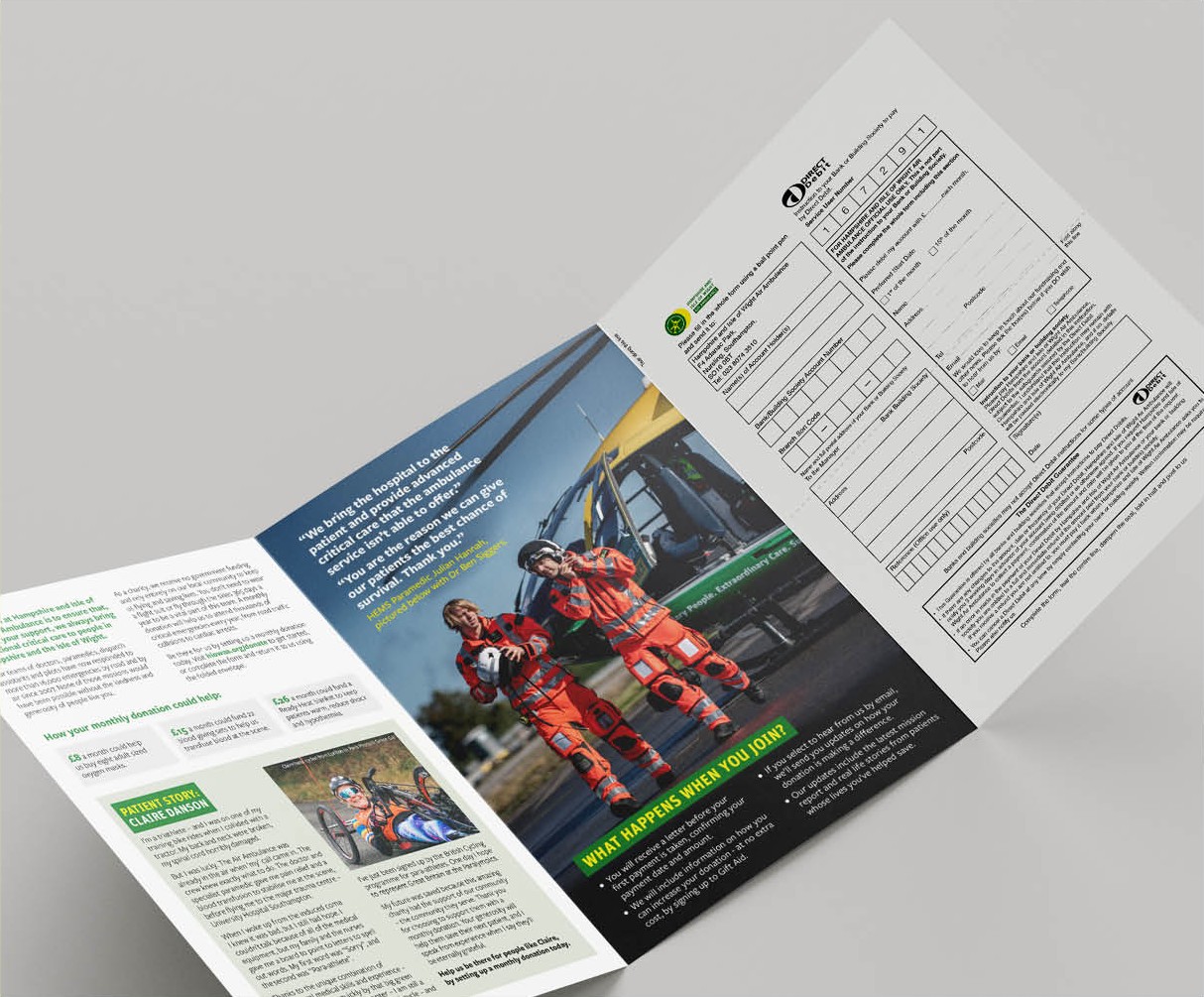 The fold out spread of the HIOWAA Brochure designed by The Graphic Design House