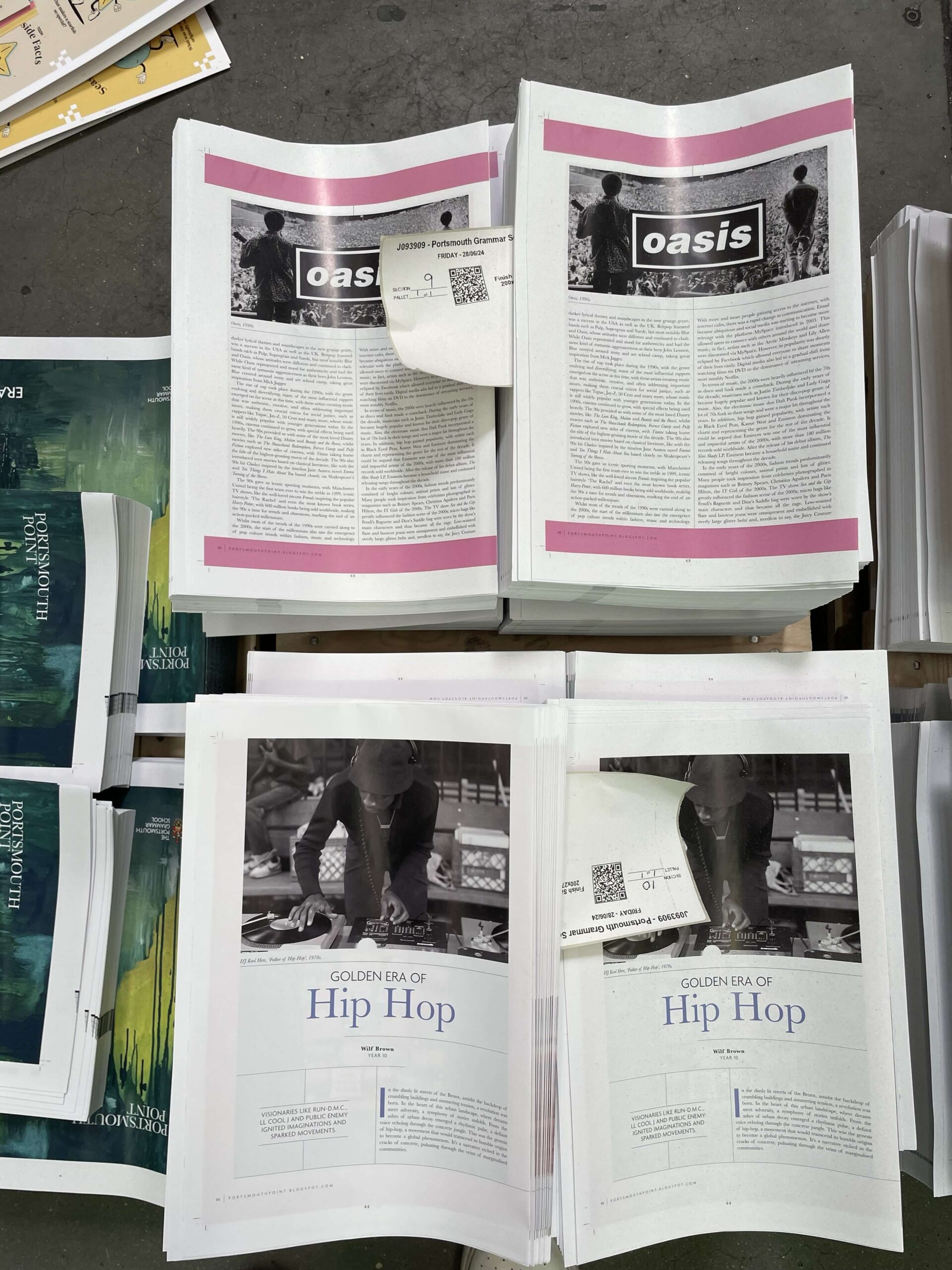 PGS Spread for Portsmouth Point in the Bishops Printers factory awaiting binding