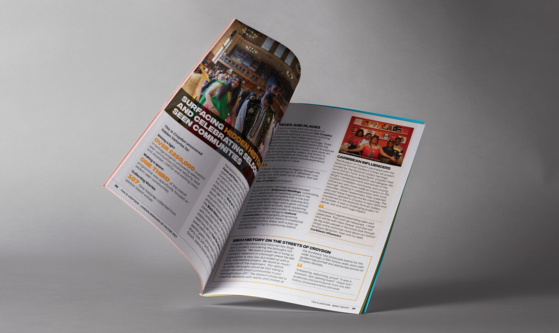 This is Croydon Floating Spread Galapagos magazine before and after redesign