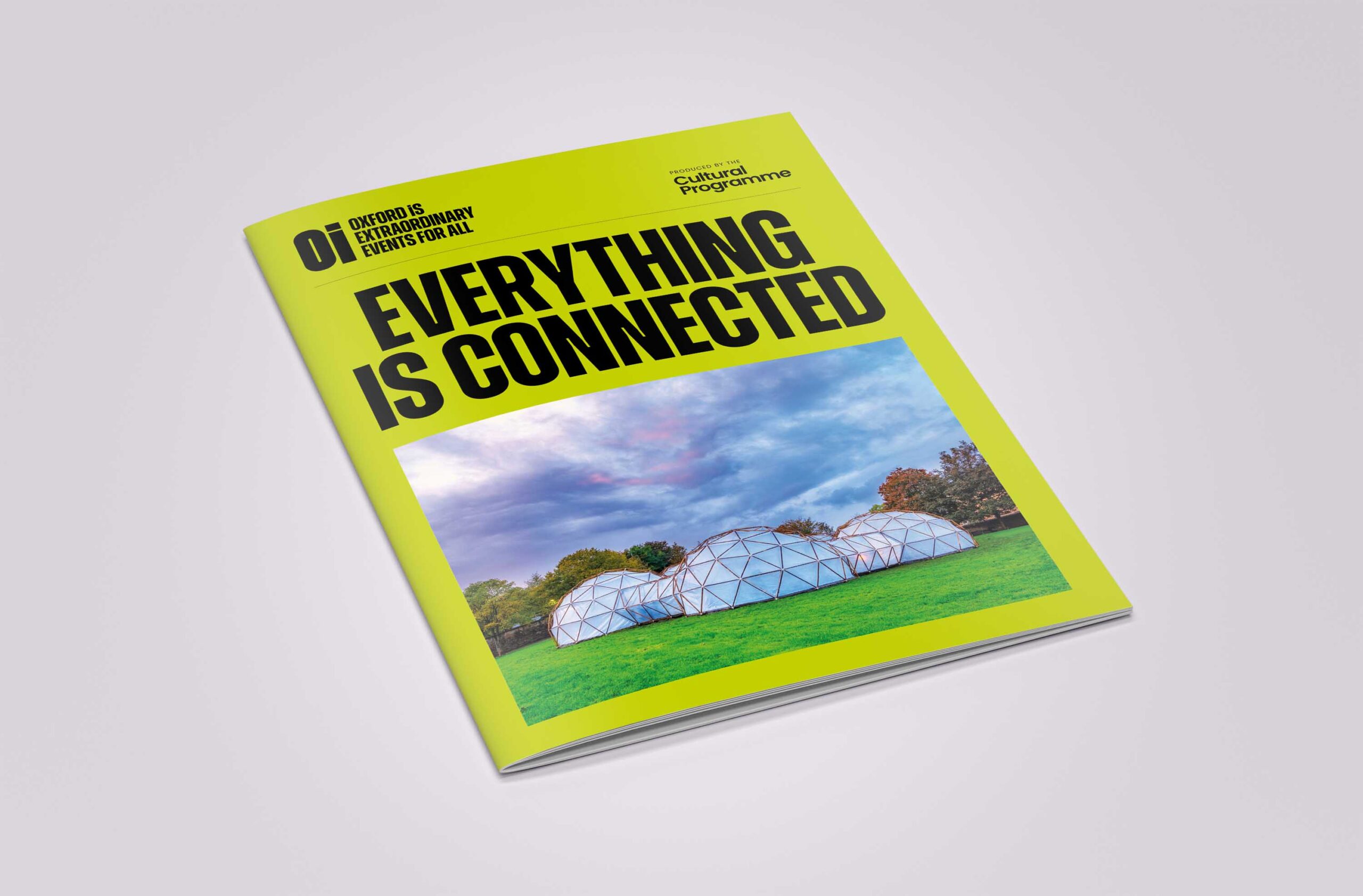 The OI everything is connected front cover design for Oxford cultural programme