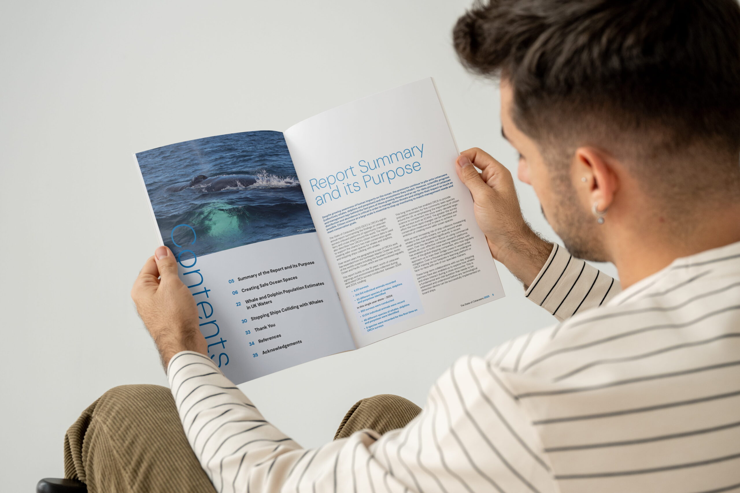 A mock-up of the Orca SOC report showing an internal spread from the 'Contents' page.