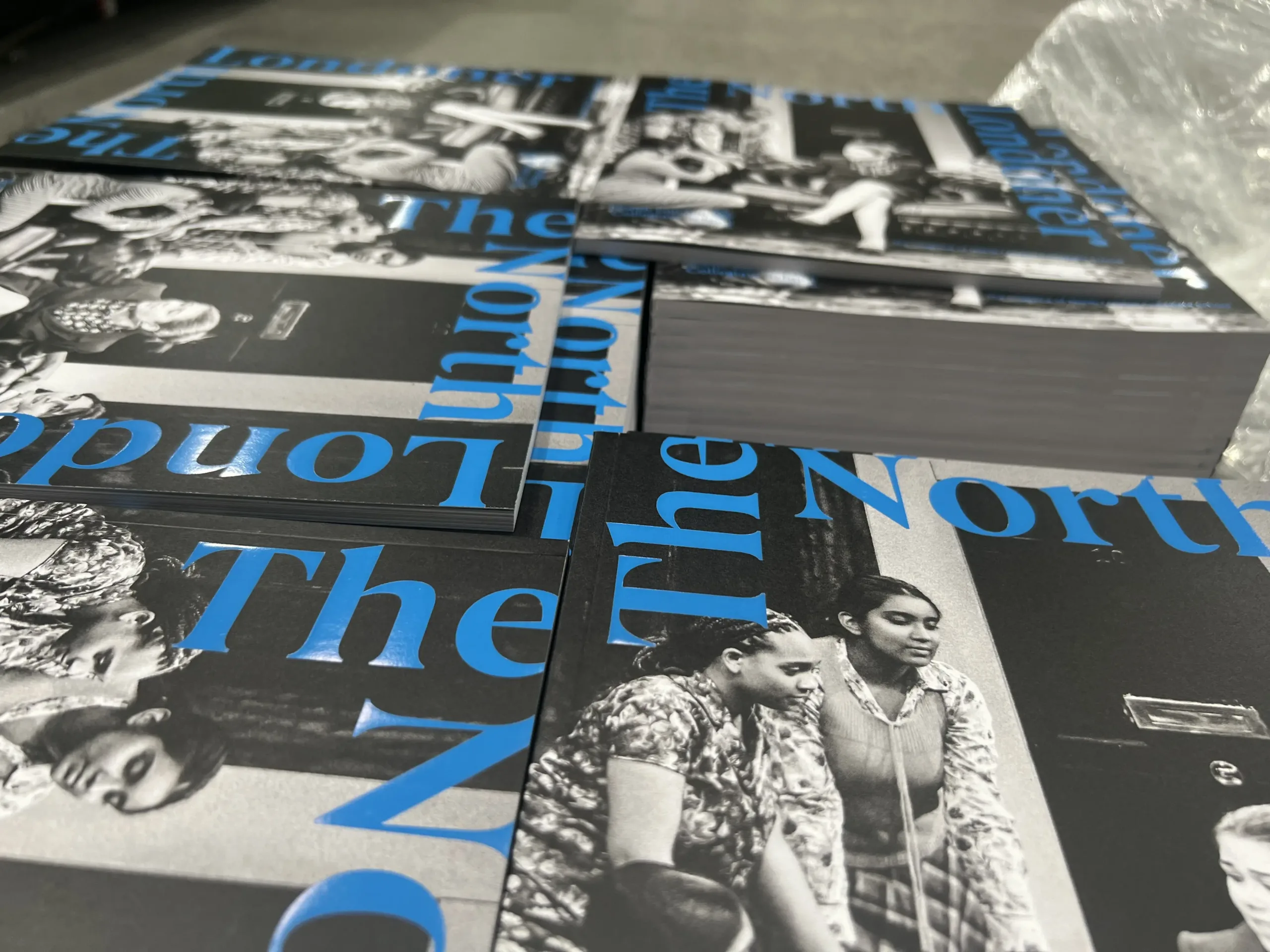A photo of the North Londoner Magazine on a pallet in The Mailing People factory.
