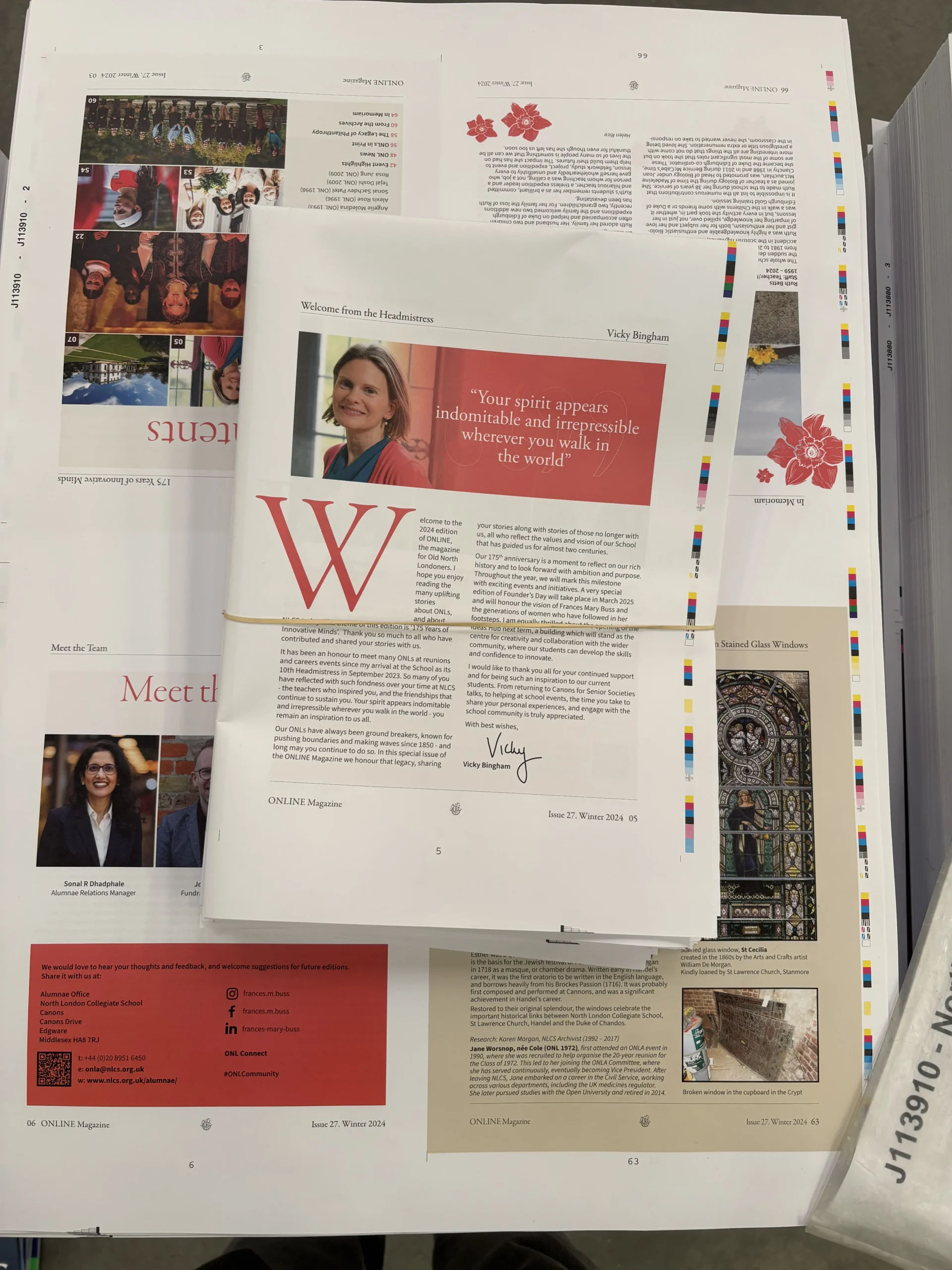 A photo of the NLCS online magazine printed out in the Bishops Printers factory.