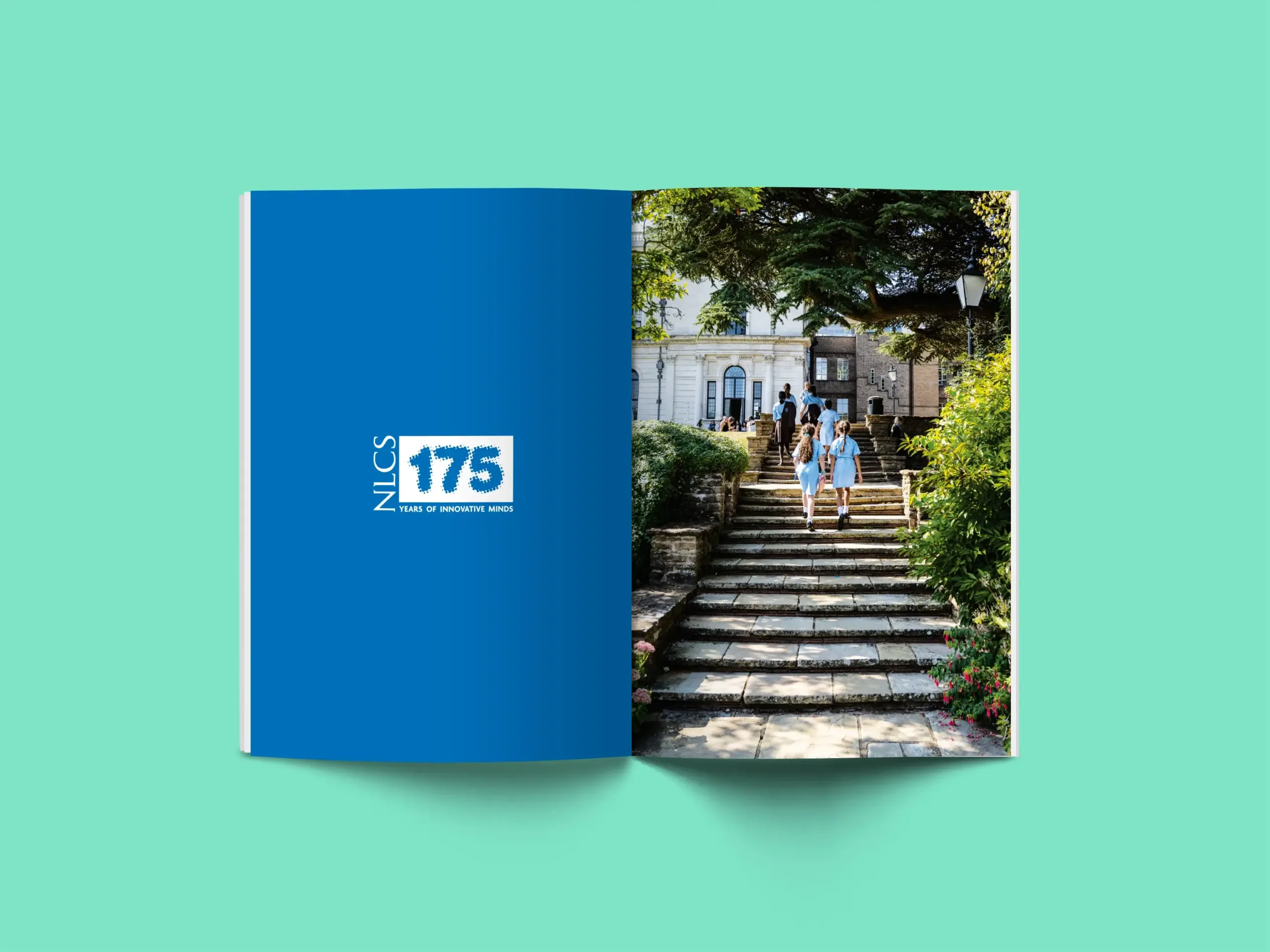 A mock-up of an internal spread of NLCS's North Londoner magazine