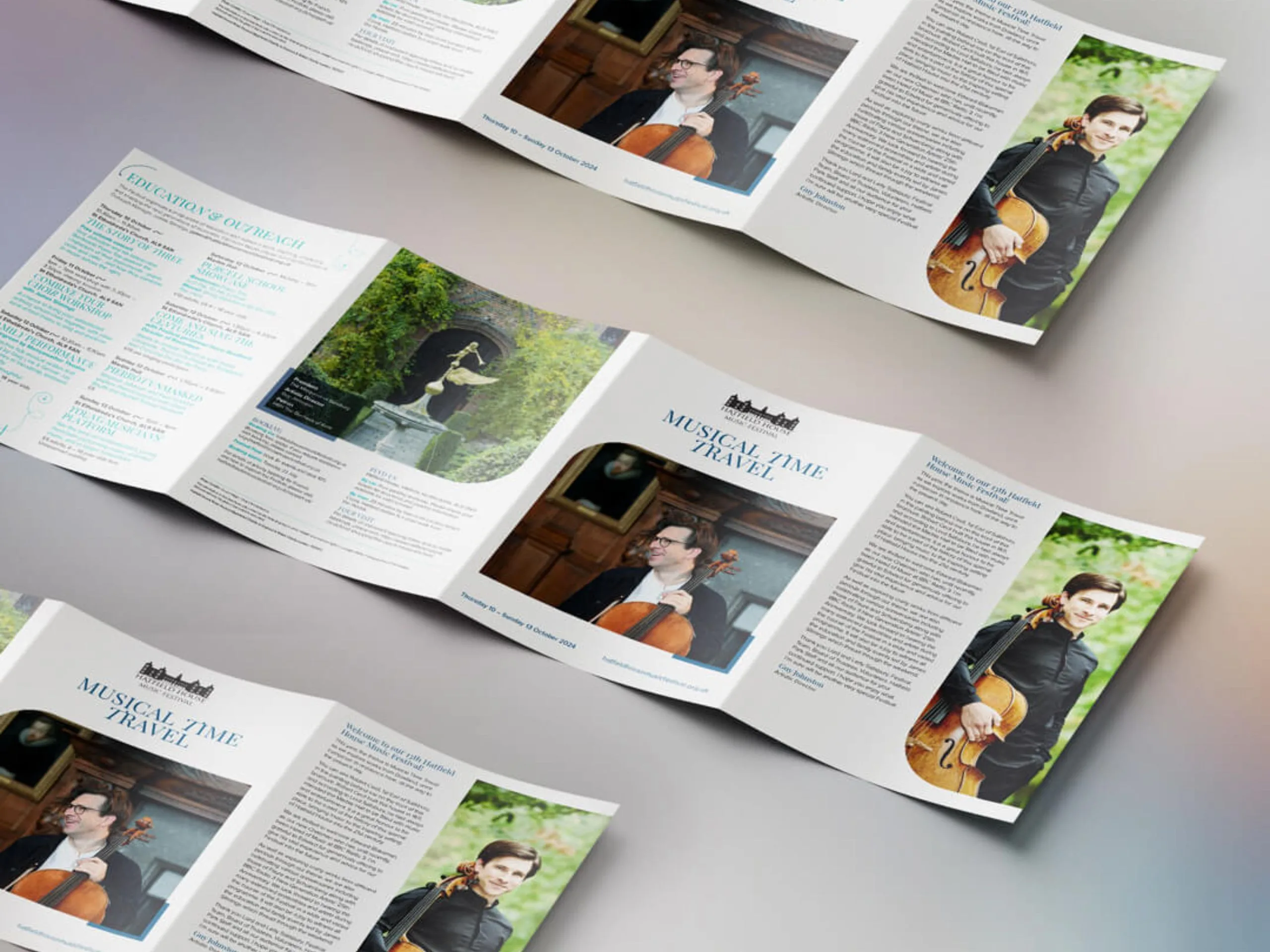 Fold out view of the Hatfield House mini brochure